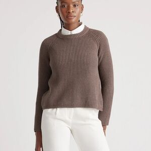 100% Cotton Gray Ribbed Women's Sweater